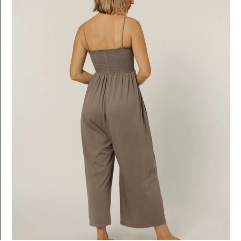 Calder Blake Small Lili Jumpsuit Anthracite Smocked Wide Leg Relaxed Fit Comfy - Picture 4 of 13